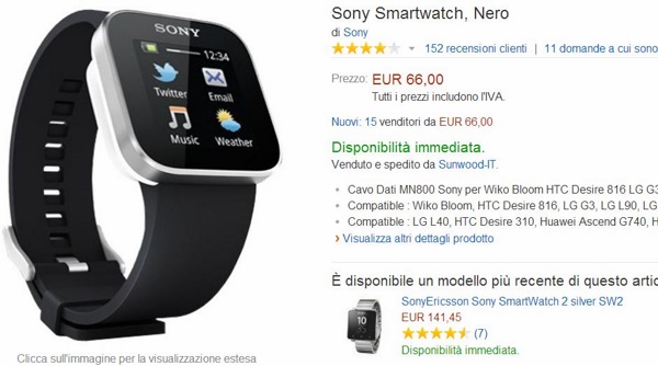 Sony Smartwatch su amazon