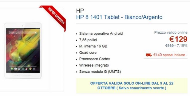 Offerta tablet HP-8- 1401
