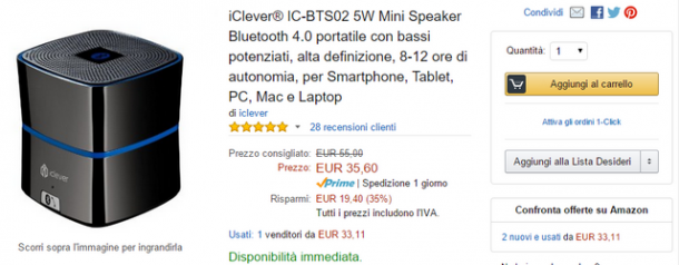 Offerta Amazon iClever IC-BTS02