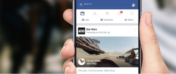 Facebook: video a 360 gradi