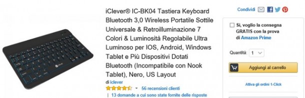 Offerta Amazon Tastiera iClever IC-BK04