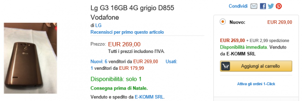 Offerta Amazon Lg G3 D855 