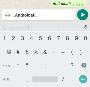 Whatsapp: Parola in corsivo