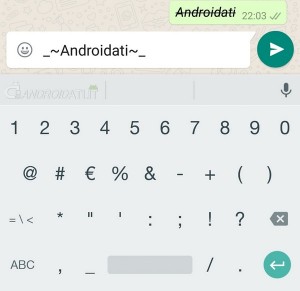 Whatsapp: Parola in corsivo barrato
