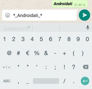 Whatsapp: Parola in grassetto corsivo
