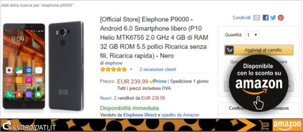 Offerta amazon Elephone P9000